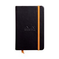 Rhodiarama carnet rigide 9x14 cm noir ligné avec élastique - Image principale