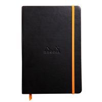 Rhodiarama carnet rigide A5 noir ligné avec élastique - Image principale