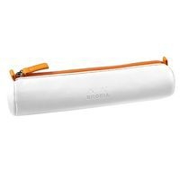 Trousse ronde blanc simili cuir italien 5x21,5 cm - Image principale