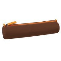 Trousse ronde bronze simili cuir italien 5x21,5 cm - Image principale