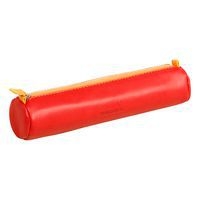 Trousse ronde coquelicot simili cuir italien 5x21,5 cm - Image principale