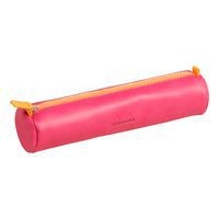 Trousse ronde framboise simili cuir italien 5x21,5 cm - Image principale