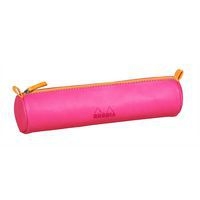 Trousse ronde fuchsia simili cuir italien 5x21,5 cm - Image principale
