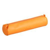 Trousse ronde orange simili cuir italien 5x21,5 cm - Image principale