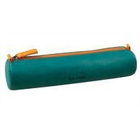Trousse ronde paon simili cuir italien 5x21,5 cm - Image principale