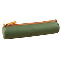 Trousse ronde sauge simili cuir italien 5x21,5 cm - Image principale