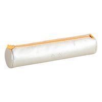 Trousse ronde silver simili cuir italien 5x21,5 cm - Image principale