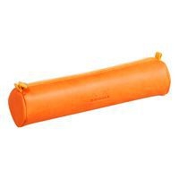 Trousse ronde tangerine simili cuir italien 5x21,5 cm - Image principale