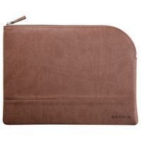 Pochette zippée en simili cuir italien taille L chocolat - Image principale