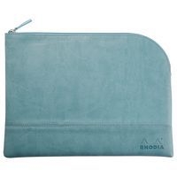 Pochette zippée en simili cuir italien taille L couleur eau - Image principale