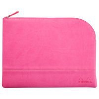 Pochette zippée en simili cuir italien taille L fuchsia - Image principale