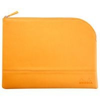 Pochette zippée en simili cuir italien taille L orange - Image principale