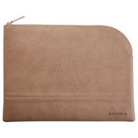 Pochette zippée en simili cuir italien taille L taupe - Image principale