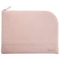 Pochette zippée simili cuir italien taille L touche de rose - Image principale