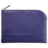Pochette zippée en simili cuir italien taille M bleu de nuit - Image principale