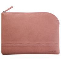 Pochette zippée en simili cuir italien taille M bois de rose - Image principale