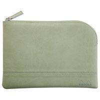 Pochette zippée en simili cuir italien taille M céladon - Image principale