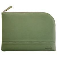 Pochette zippée en simili cuir italien taille M sauge - Image principale