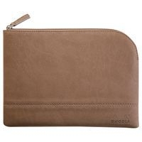Pochette zippée en simili cuir italien taille M taupe - Image principale