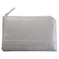 Pochette zippée en simili cuir italien taille S argent - Image principale