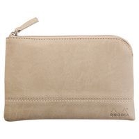 Pochette zippée en simili cuir italien taille S beige - Image principale