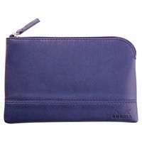 Pochette zippée en simili cuir italien taille S bleu de nuit - Image principale