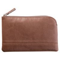 Pochette zippée en simili cuir italien taille S chocolat - Image principale