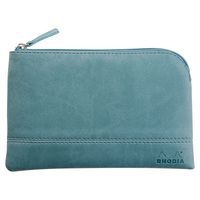 Pochette zippée en simili cuir italien taille S couleur eau - Image principale