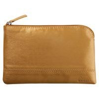 Pochette zippée en simili cuir italien taille S or - Image principale