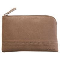 Pochette zippée en simili cuir italien taille S taupe - Image principale