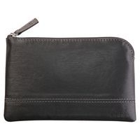 Pochette zippée en simili cuir italien taille S titane - Image principale