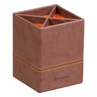 Pot à crayons simili cuir italien 8 x 8 x 11 cm chocolat - Image principale