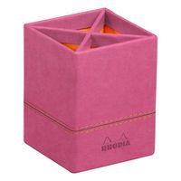 Pot à crayons simili cuir italien 8 x 8 x 11 cm fuchsia - Image principale