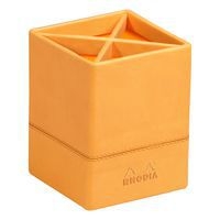 Pot à crayons simili cuir italien 8 x 8 x 11 cm orange - Image principale