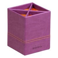 Pot à crayons simili cuir italien 8 x 8 x 11 cm violet - Image principale