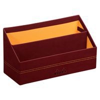 Porte-courrier simili cuir italien 25x10x14cm lie de vin - Image principale
