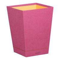 Corbeille à papier simili cuir italien fuchsia 24x24x32 cm - Image principale