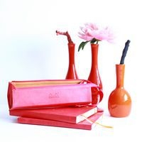 Trousse plumier corail simili cuir italien 23x5x5 cm - Image 4