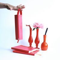 Trousse plumier corail simili cuir italien 23x5x5 cm - Image 7