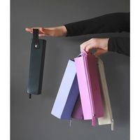 Trousse plumier taupe simili cuir italien 23x5x5 cm - Image 3