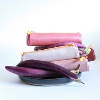 Trousse ronde bois de rose simili cuir italien 5x21,5 cm - Image 3