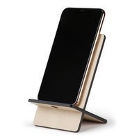Support pour téléphone mobile en simili cuir italien beige - Image 2