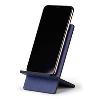 Support téléphone mobile en simili cuir italien bleu de nuit - Image 2