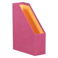 Porte-revues simili cuir italien 10 x 25 x 31 cm fuchsia - Image 2