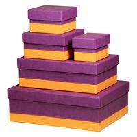 Set 5 boîtes gigognes simili cuir italien violet - Image 2