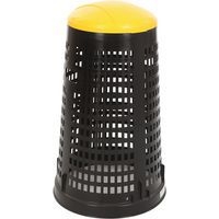 Poubelle ronde en plastique perforé Ruff 110L noir jaune - Image principale