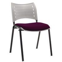 Lot de 2 chaises Yuma dos polypro Gris assise Fuschia pieds Noir - Image principale