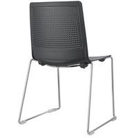 Lot de 2 chaises PERFY pieds traîneau chromés coque polypro Gris - Image 2