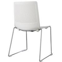 Lot de 2 chaises PERFY pieds traîneau chromés coque polypro Blanc - Image 2