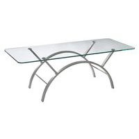 Table basse EVA plateau verre pied Gris alu 51 x 122 cm - Image principale